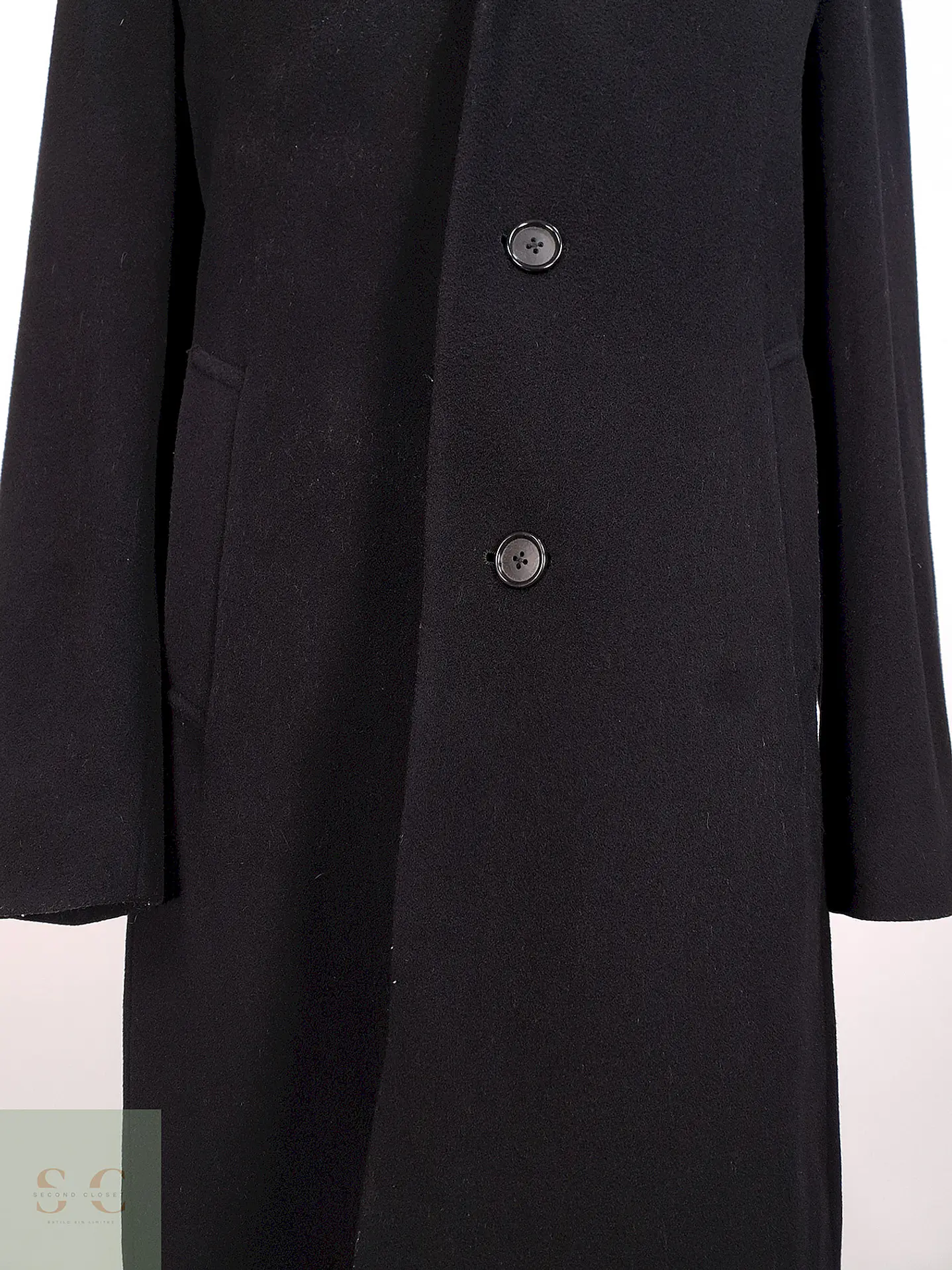 Abrigo Largo Negro Perry Ellis Lana y Cashmere Talla L 4
