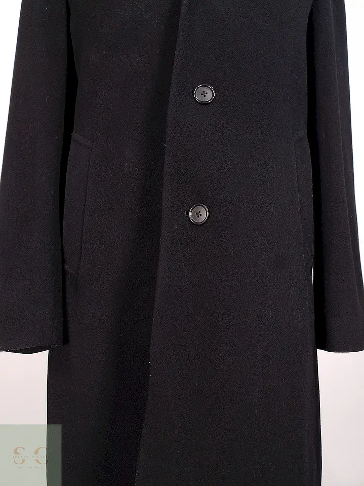 Abrigo Largo Negro Perry Ellis Lana y Cashmere Talla L 4