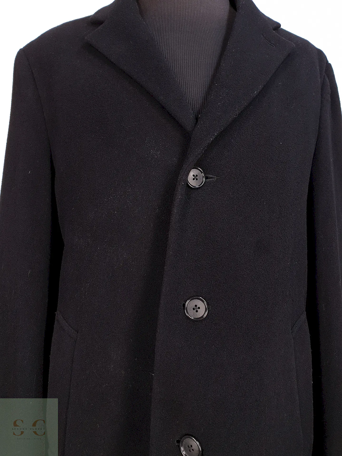 Abrigo Largo Negro Perry Ellis Lana y Cashmere Talla L 5