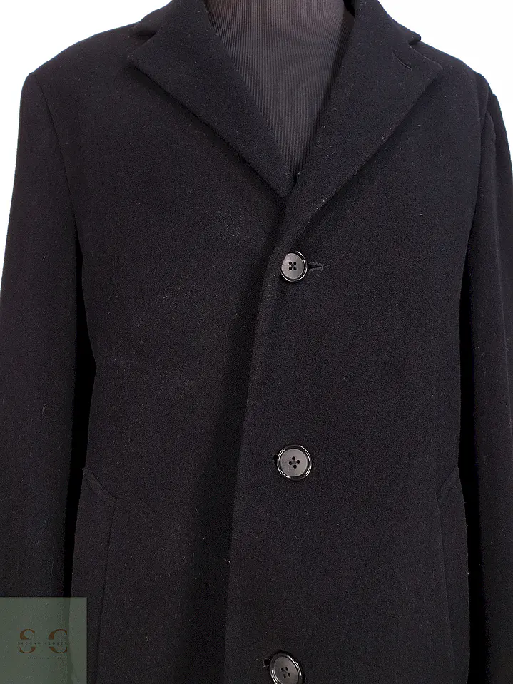 Abrigo Largo Negro Perry Ellis Lana y Cashmere Talla L 5