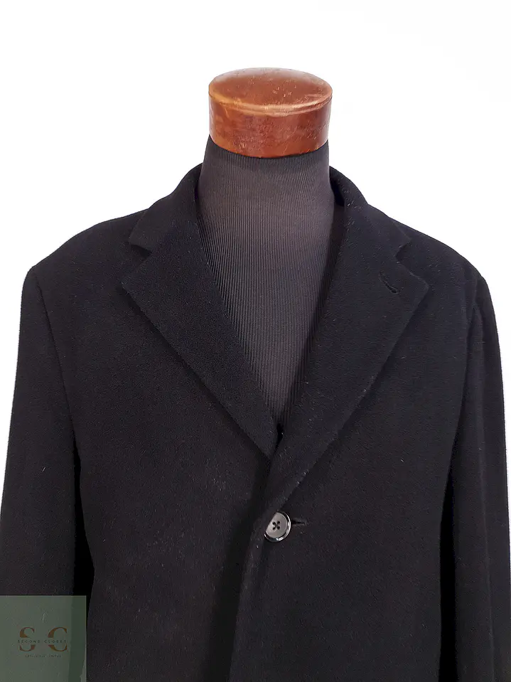 Abrigo Largo Negro Perry Ellis Lana y Cashmere Talla L 2