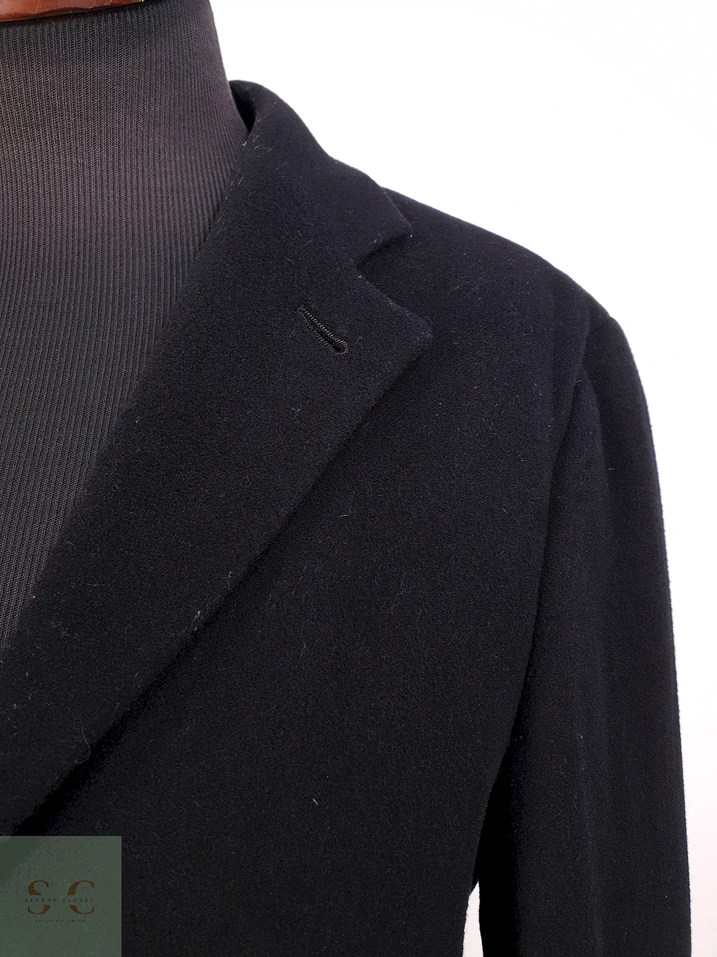 Abrigo Largo Negro Perry Ellis Lana y Cashmere Talla L 3