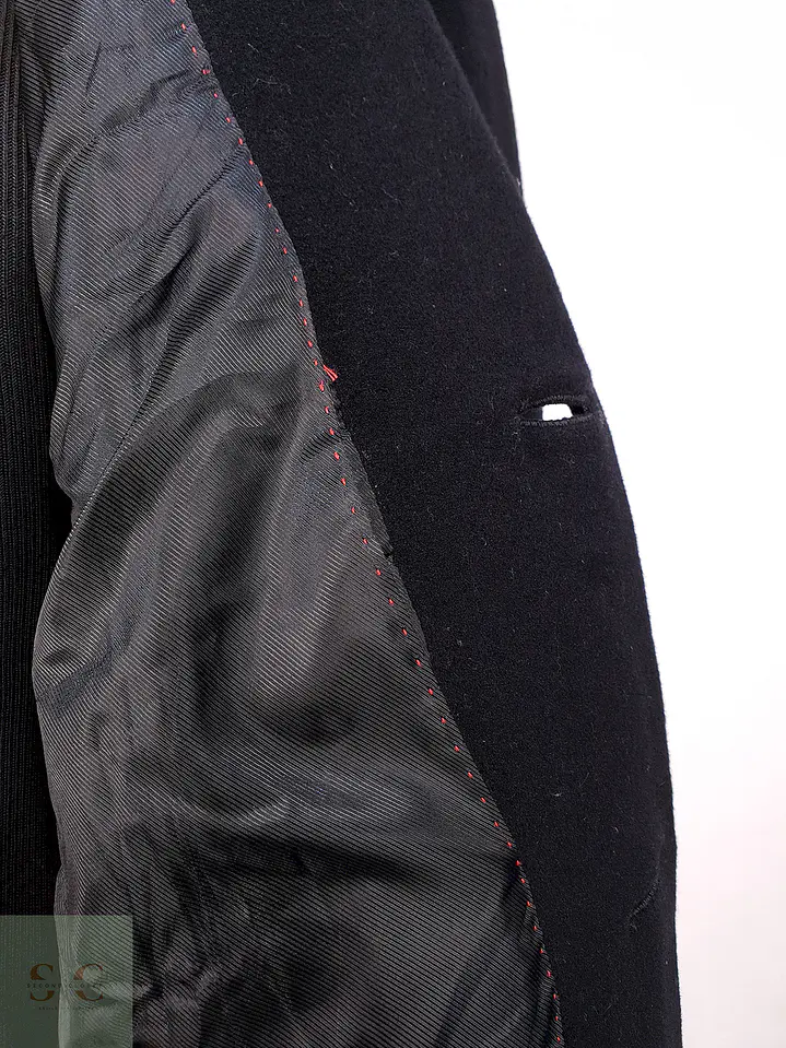 Abrigo Largo Negro Perry Ellis Lana y Cashmere Talla L 9