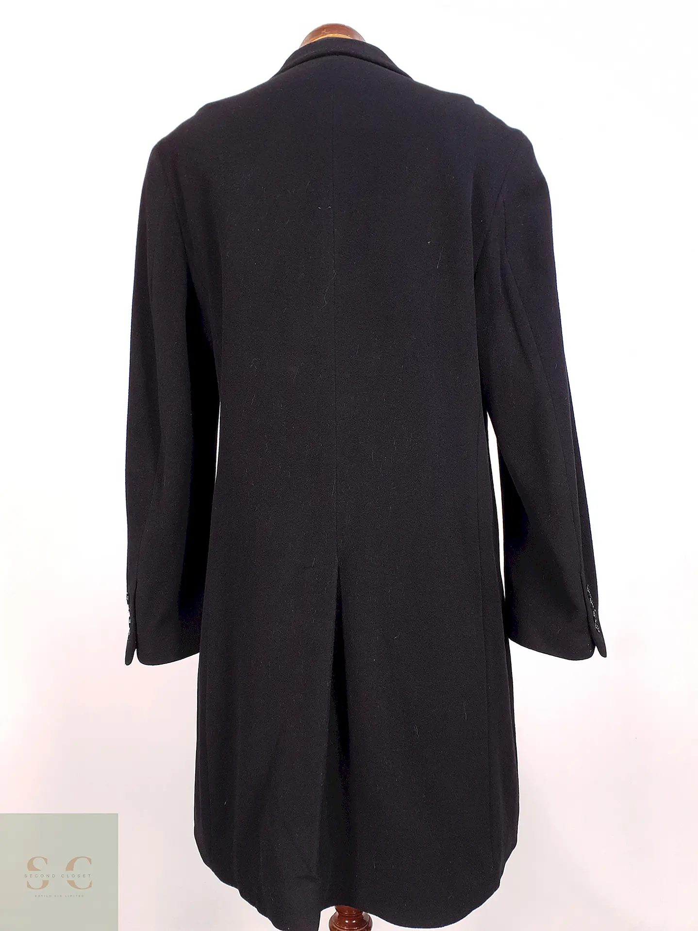 Abrigo Largo Negro Perry Ellis Lana y Cashmere Talla L 12