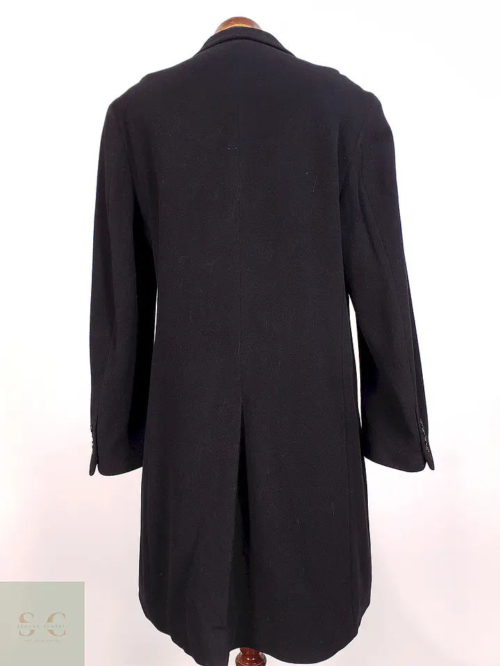 Abrigo Largo Negro Perry Ellis Lana y Cashmere Talla L 12
