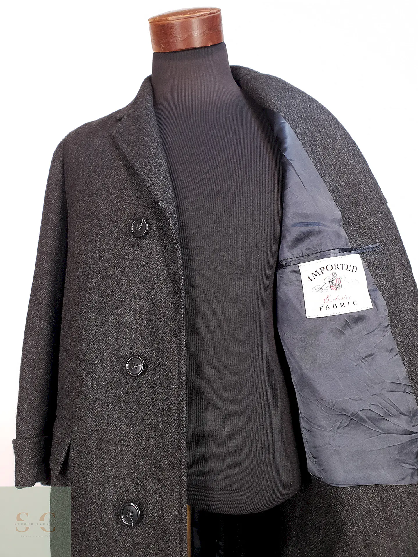 Abrigo Largo Plomo Imported Exclusive Fabric Redwood and Ross Talla S 10