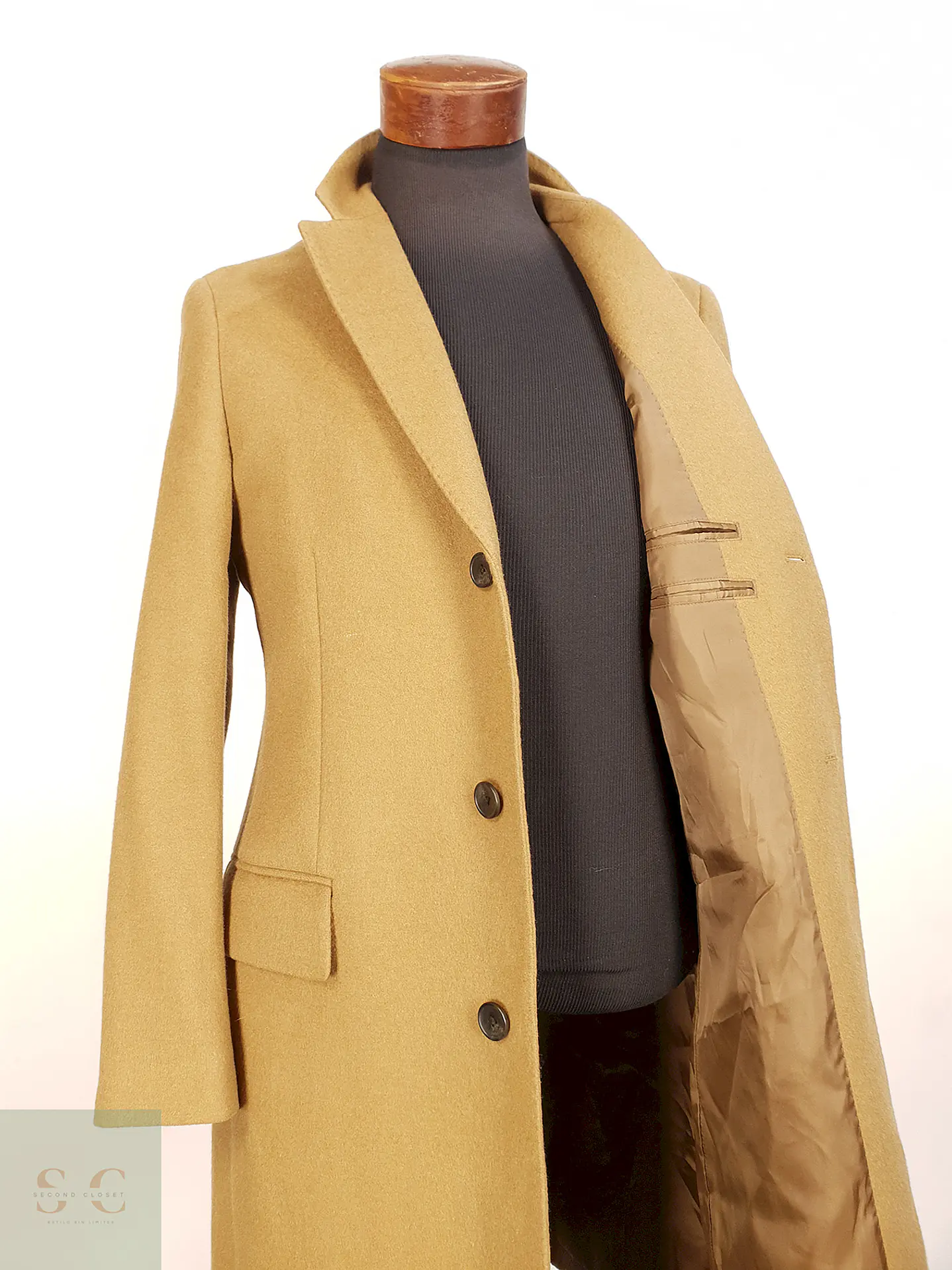 Abrigo Largo Japonés Camel Uniqlo Lana y Cashmere Talla SM 12
