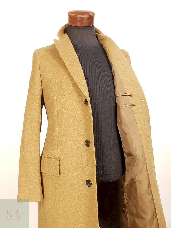 Abrigo Largo Japonés Camel Uniqlo Lana y Cashmere Talla SM 12