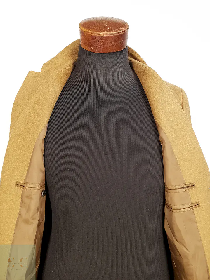 Abrigo Largo Japonés Camel Uniqlo Lana y Cashmere Talla SM 13