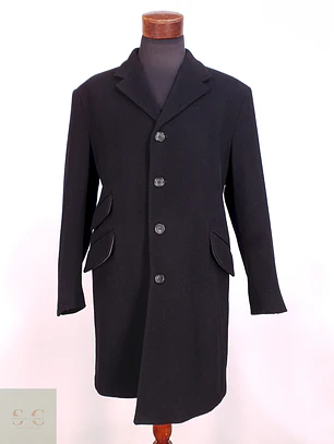 Abrigo Negro Italiano Lana Talla XL