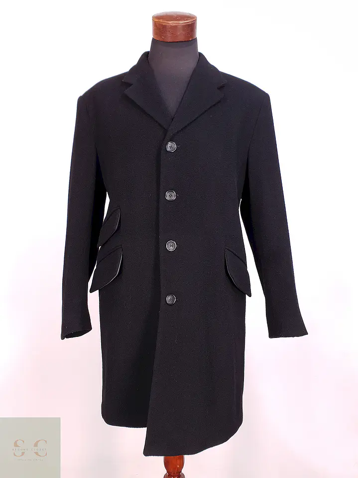 Abrigo Negro Italiano Lana Talla XL 1