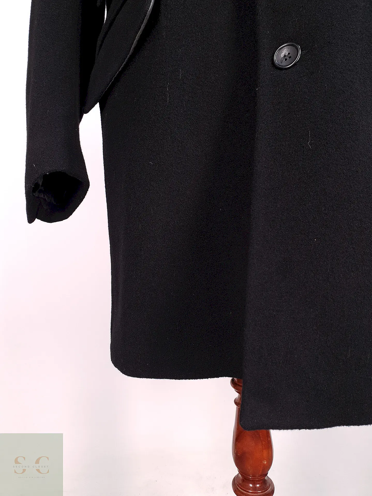 Abrigo Negro Italiano Lana Talla XL 9