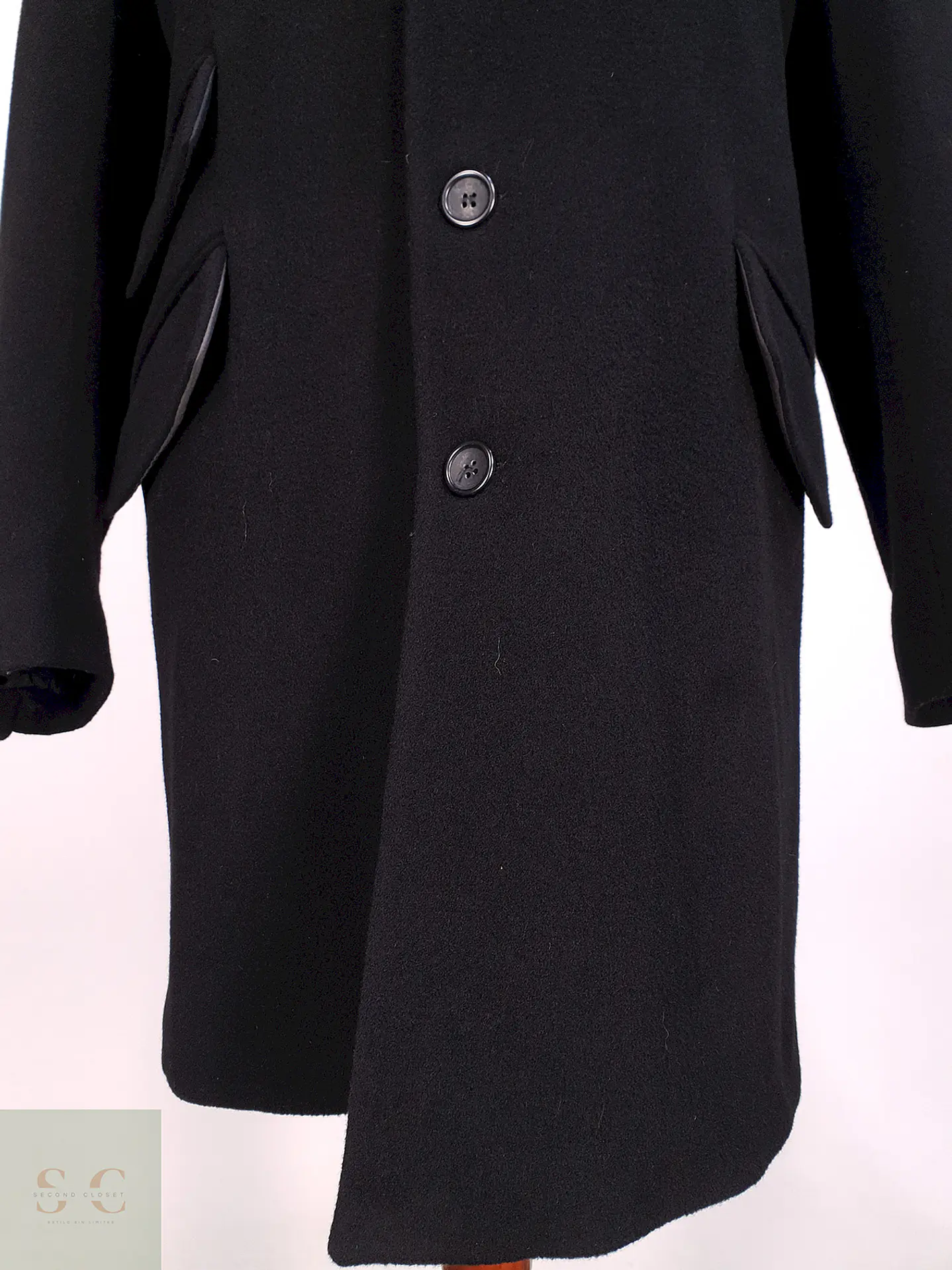 Abrigo Negro Italiano Lana Talla XL 8