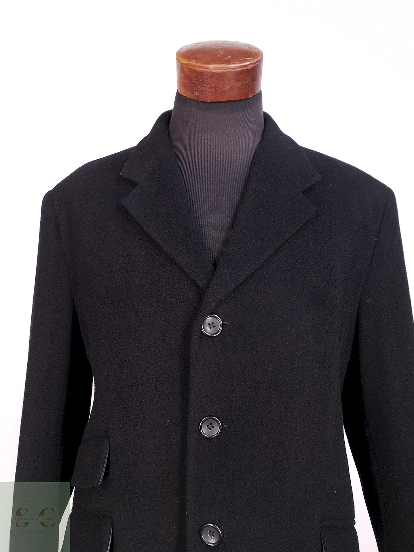 Abrigo Negro Italiano Lana Talla XL 2