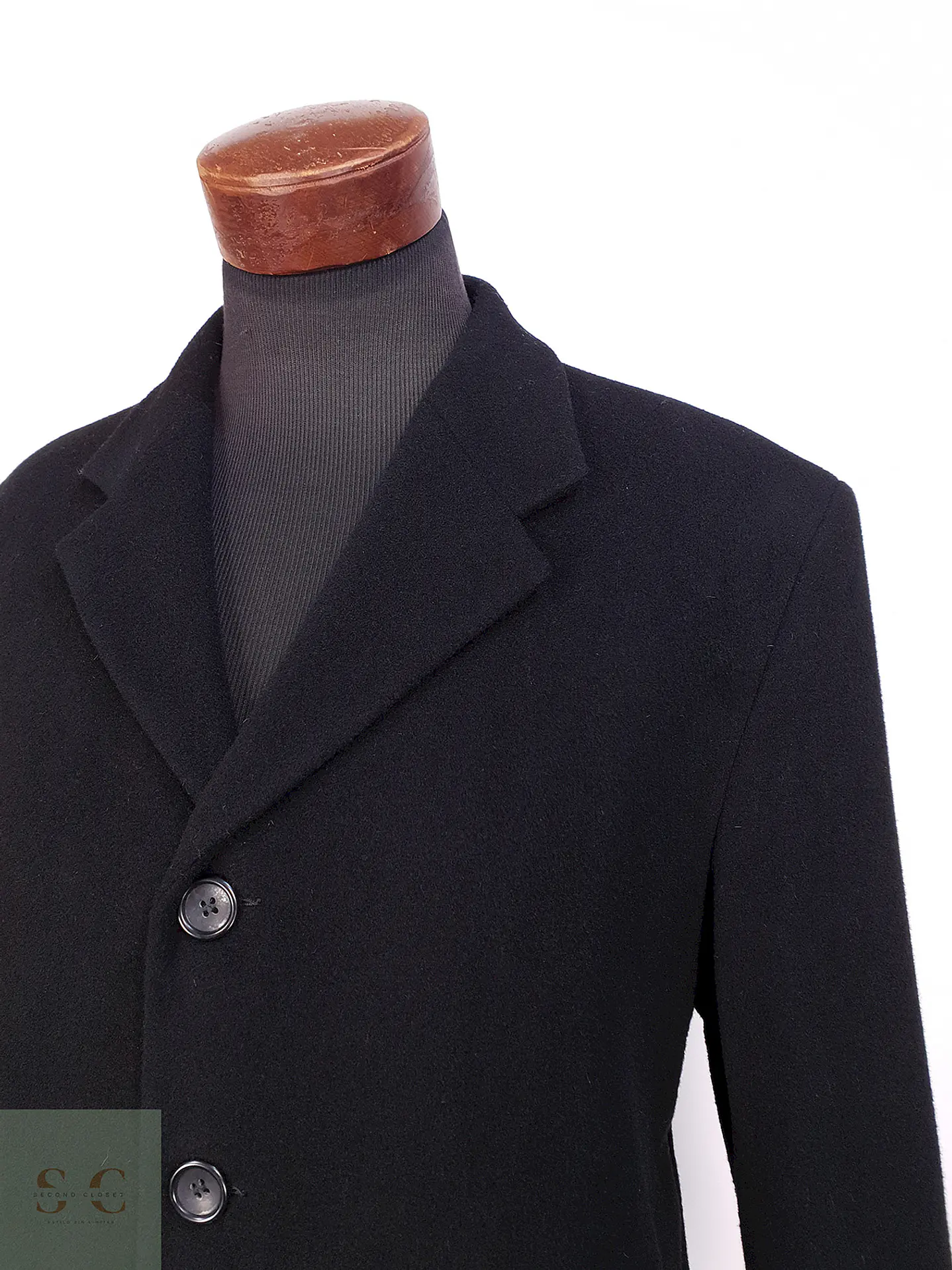 Abrigo Negro Italiano Lana Talla XL 3