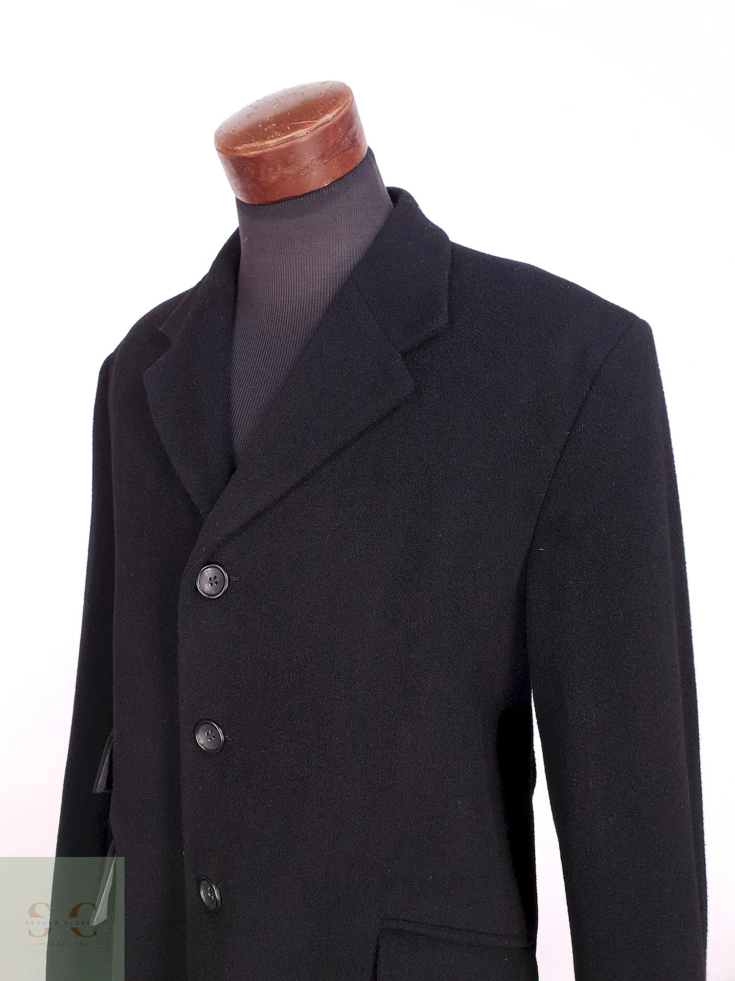 Abrigo Negro Italiano Lana Talla XL 5