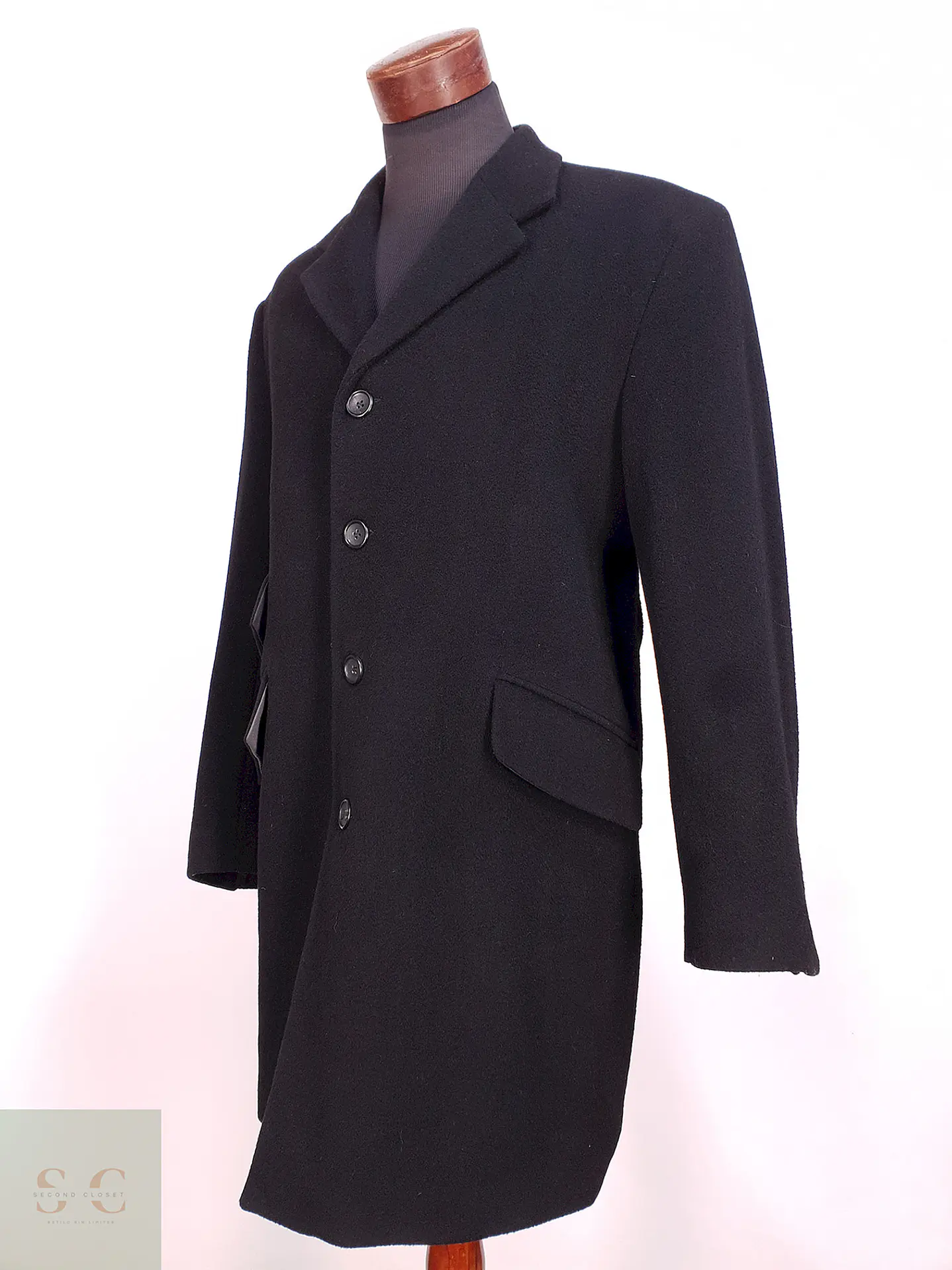 Abrigo Negro Italiano Lana Talla XL 10