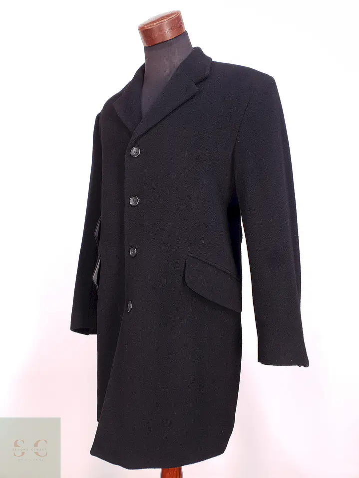 Abrigo Negro Italiano Lana Talla XL 10