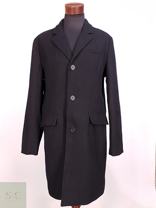 Abrigo Negro Estructure Lana Talla L