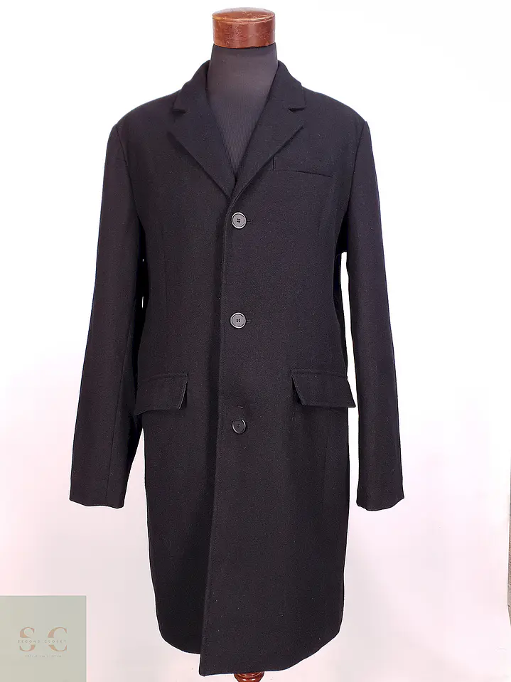 Abrigo Negro Estructure Lana Talla L 1