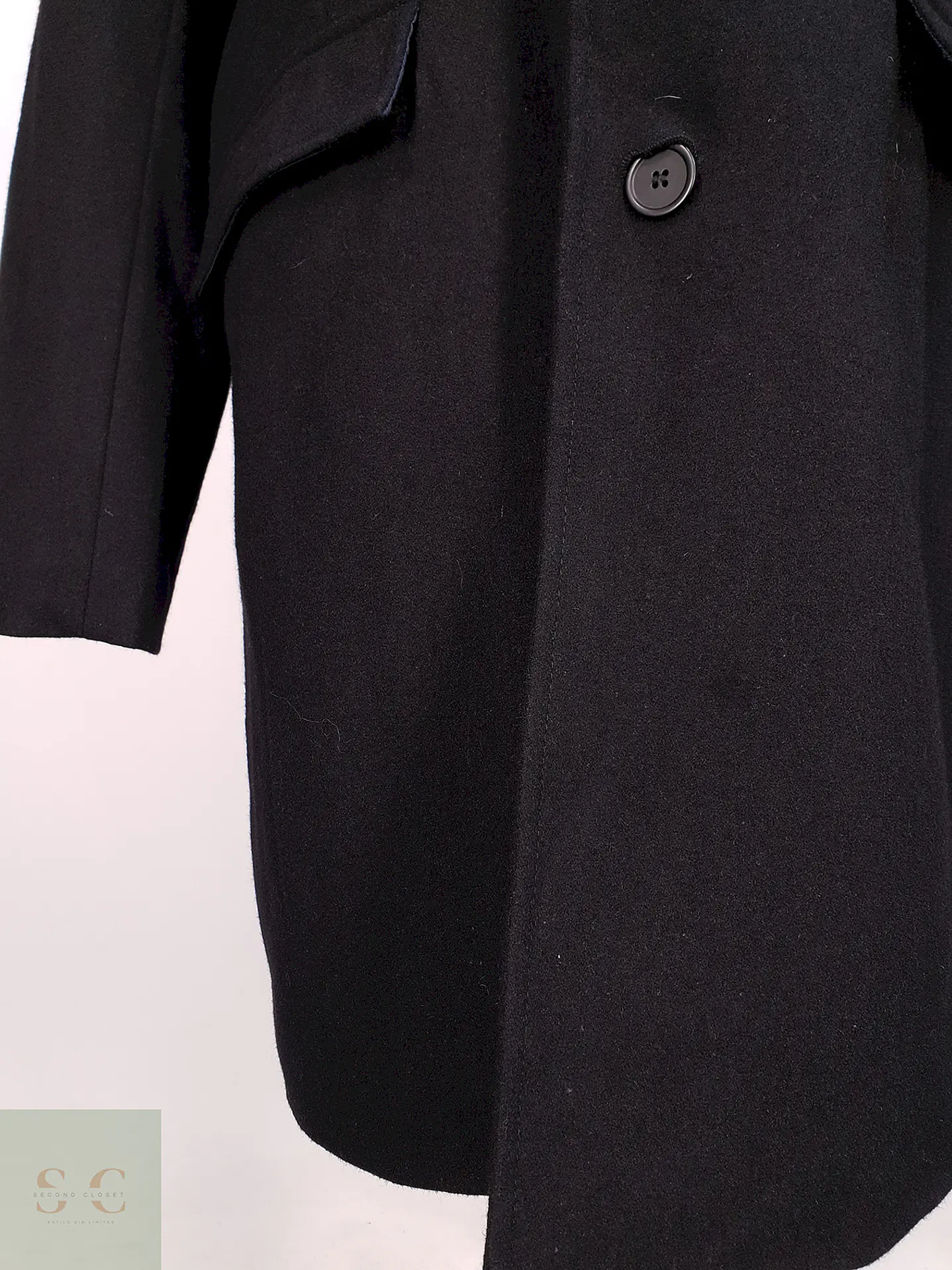 Abrigo Negro Estructure Lana Talla L 6