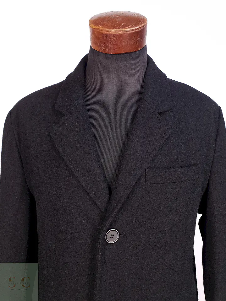 Abrigo Negro Estructure Lana Talla L 2