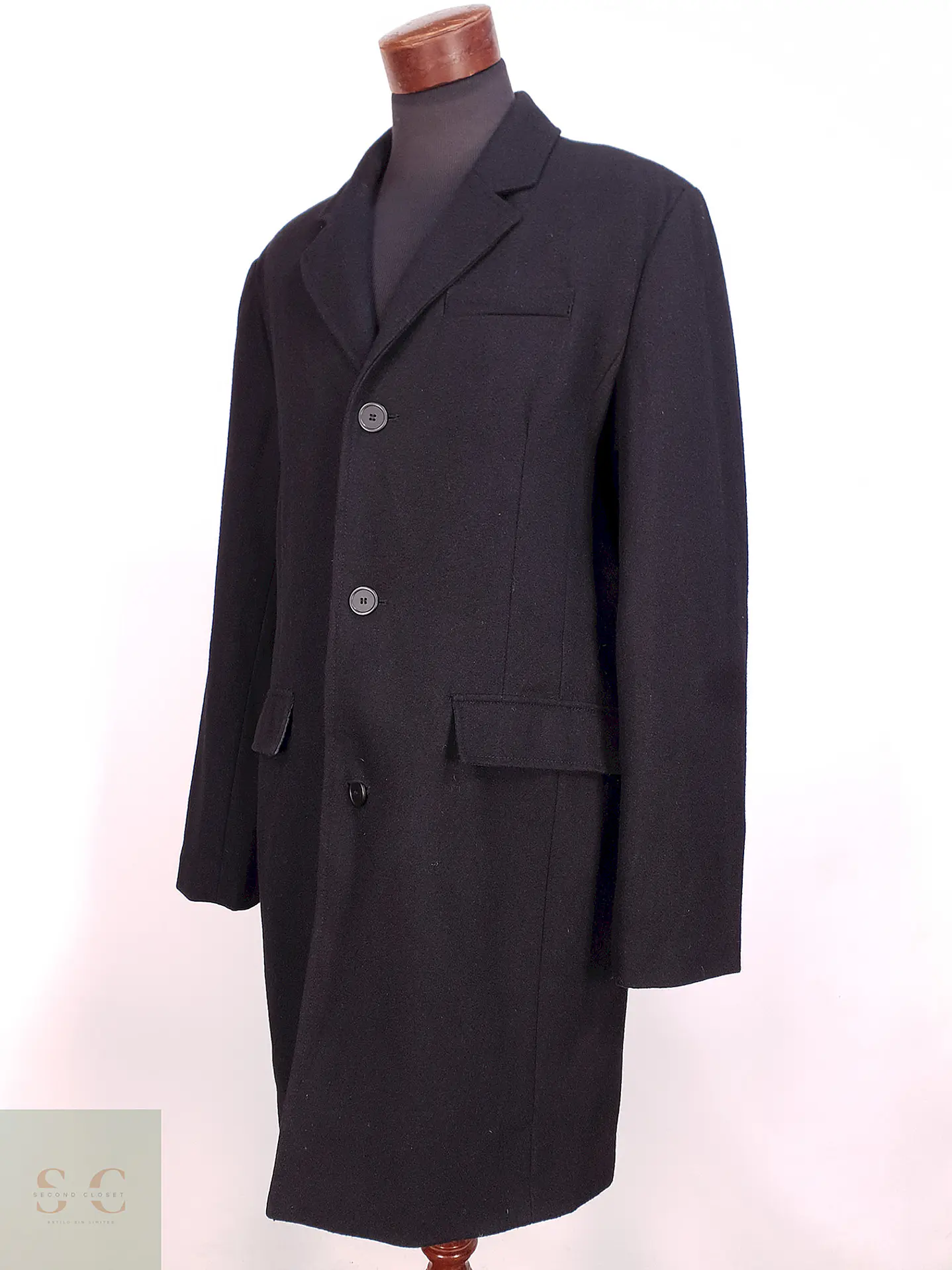 Abrigo Negro Estructure Lana Talla L 4