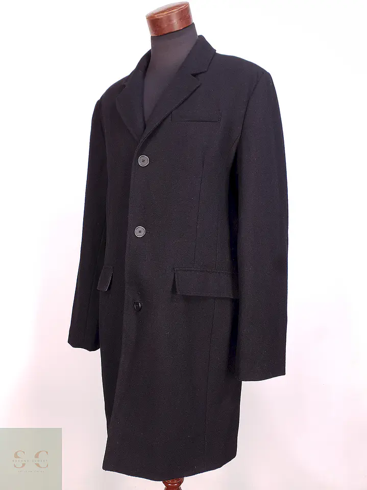 Abrigo Negro Estructure Lana Talla L 4