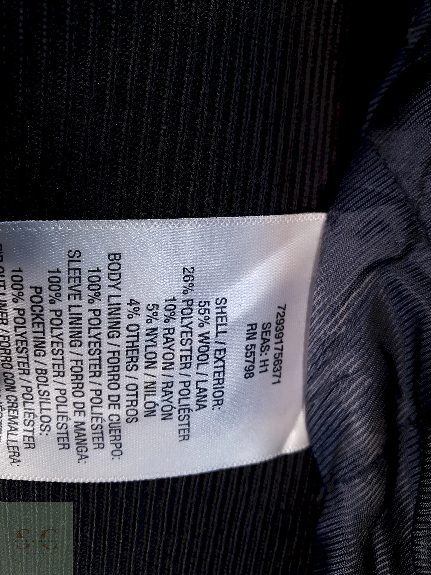 Abrigo Negro Estructure Lana Talla L 15