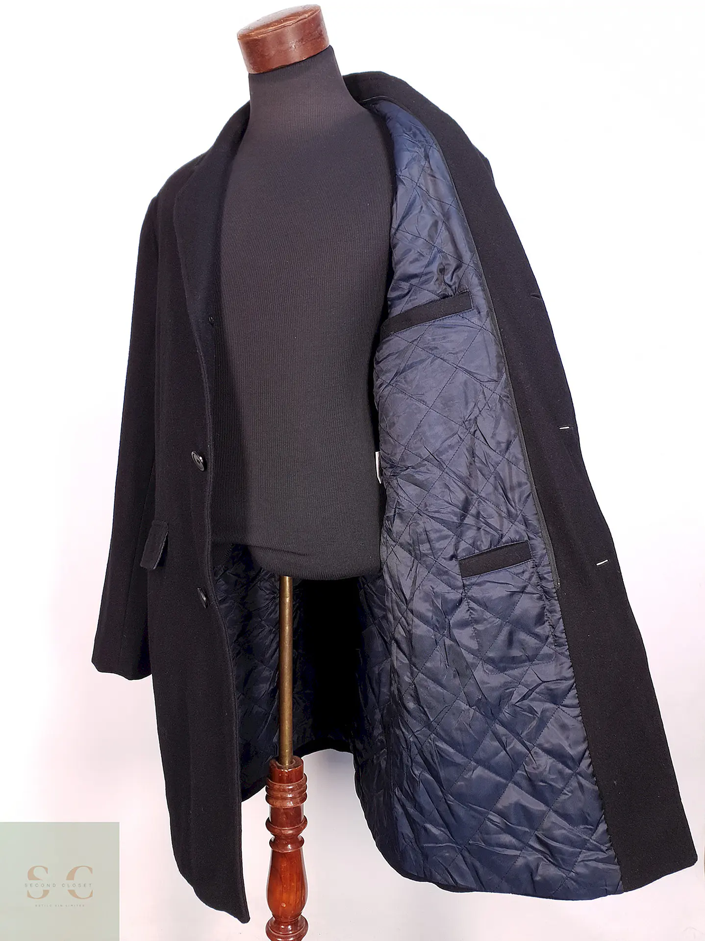 Abrigo Negro Estructure Lana Talla L 9