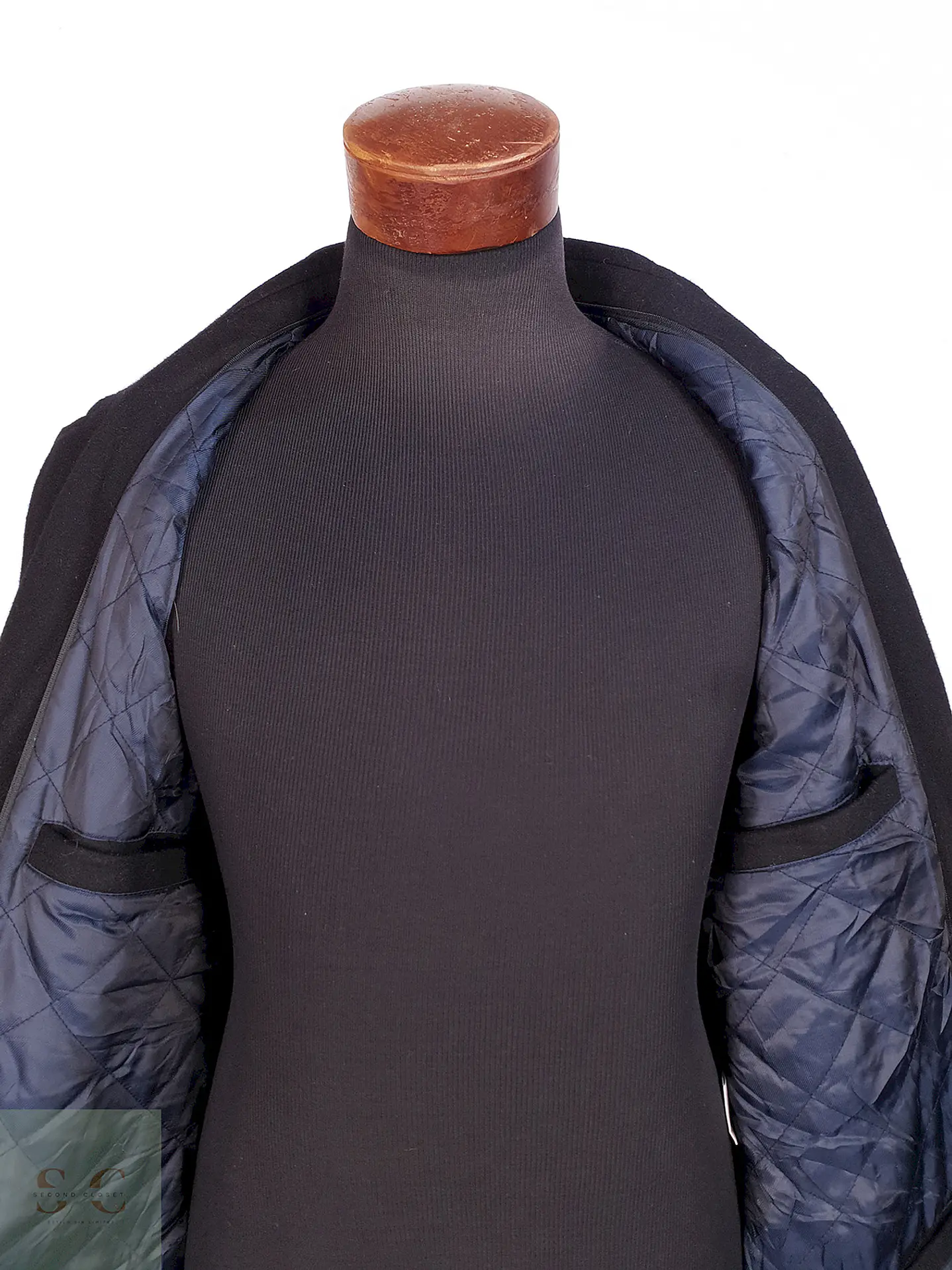 Abrigo Negro Estructure Lana Talla L 11