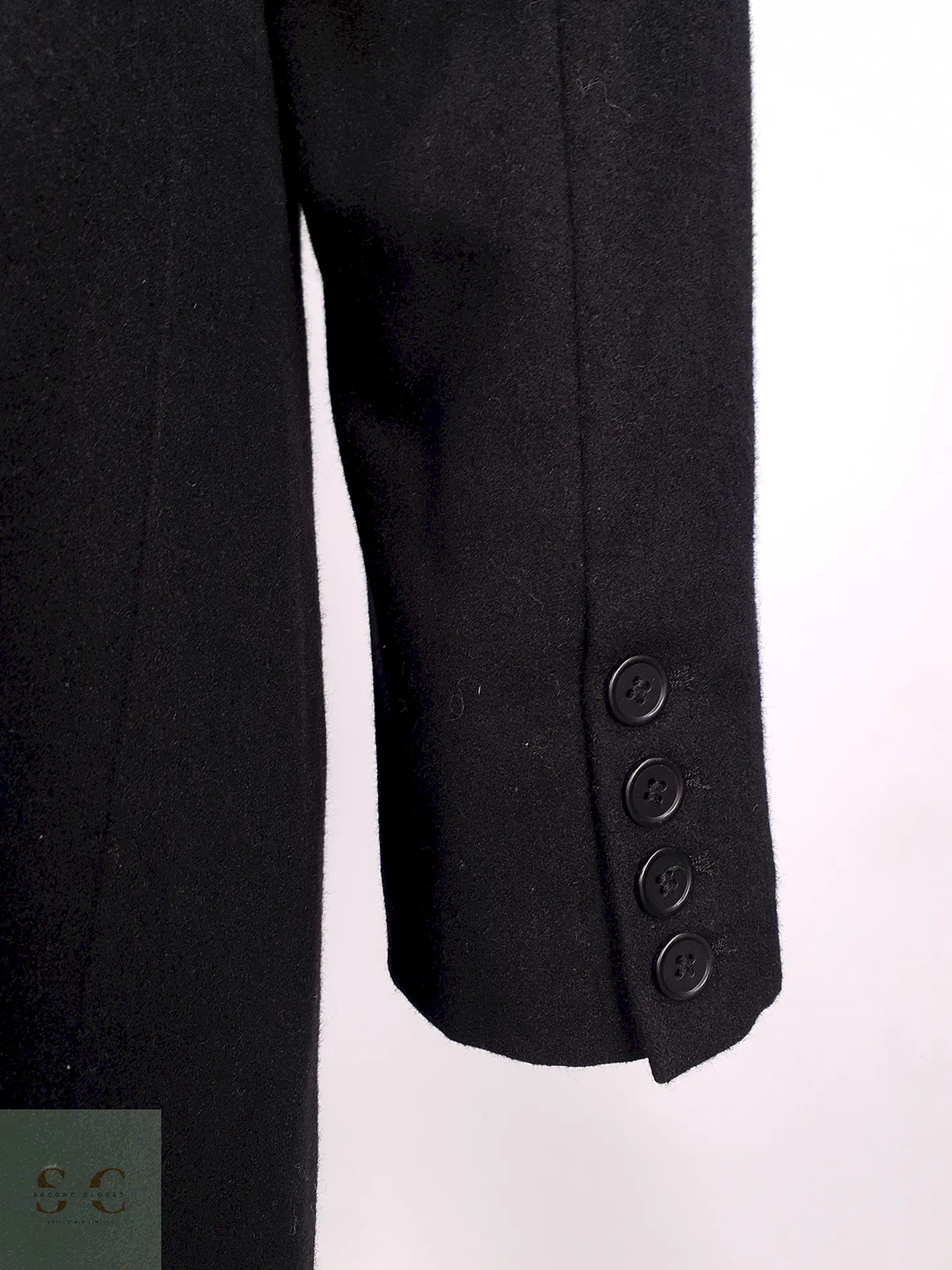 Abrigo Negro Estructure Lana Talla L 12