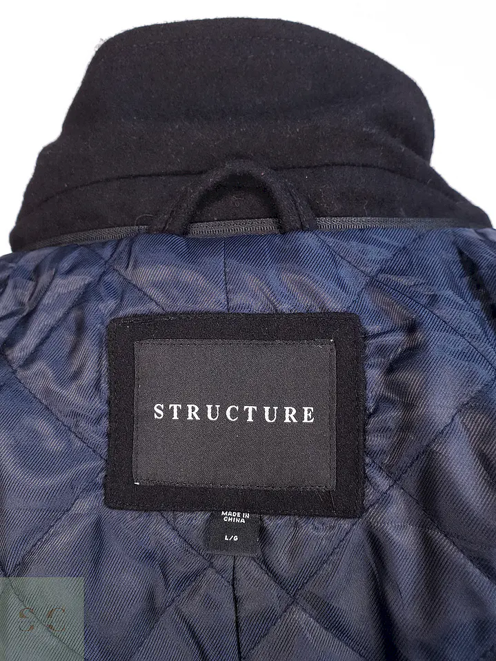 Abrigo Negro Estructure Lana Talla L 14