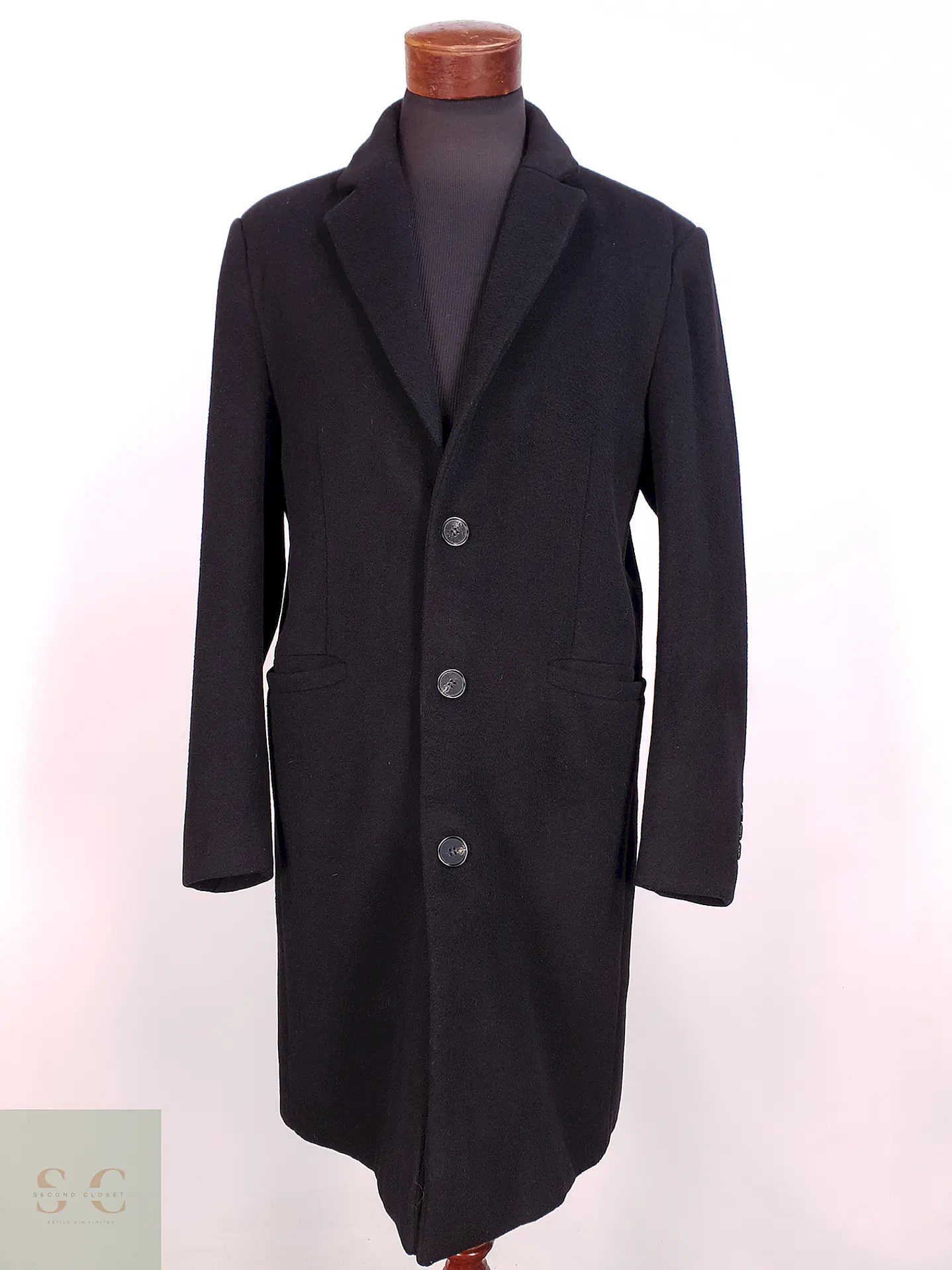 Abrigo Negro Mens Collection Lana Talla LXL 1