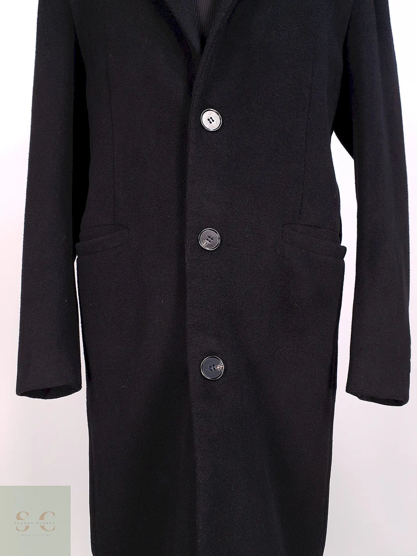 Abrigo Negro Mens Collection Lana Talla LXL 5