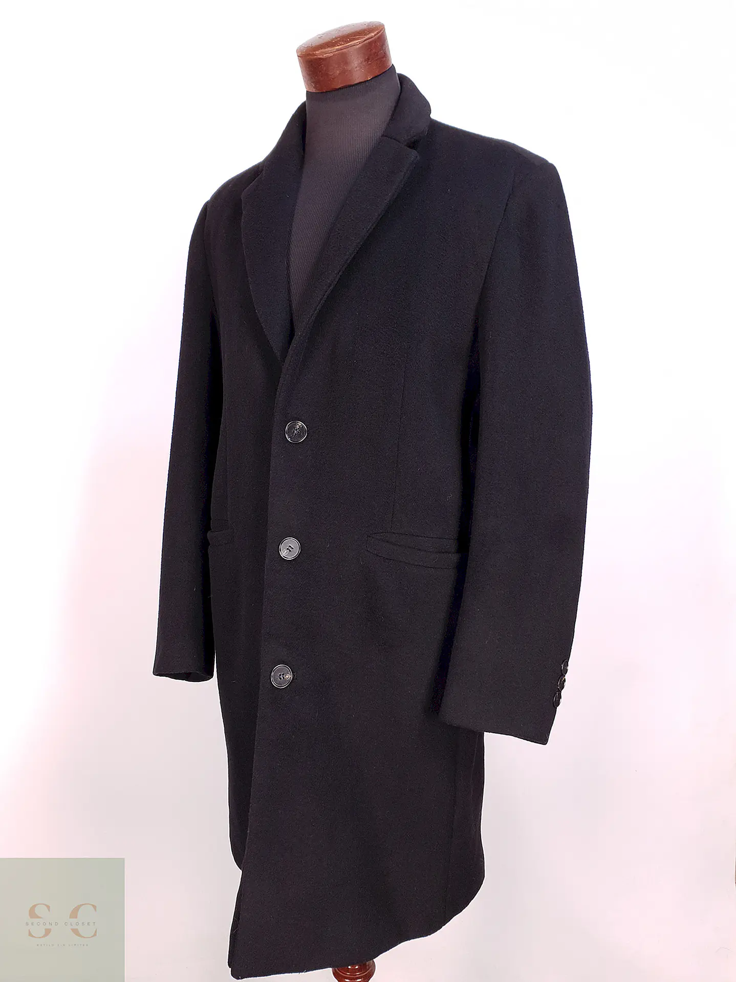 Abrigo Negro Mens Collection Lana Talla LXL 8
