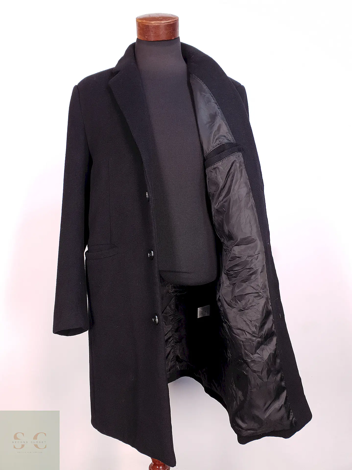 Abrigo Negro Mens Collection Lana Talla LXL 9