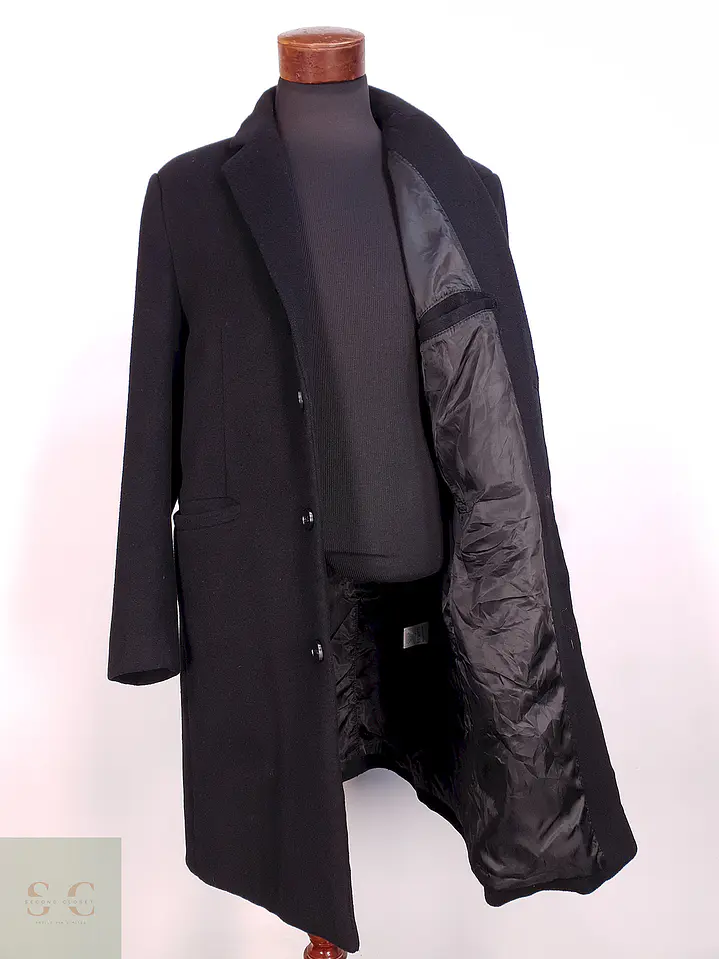 Abrigo Negro Mens Collection Lana Talla LXL 9