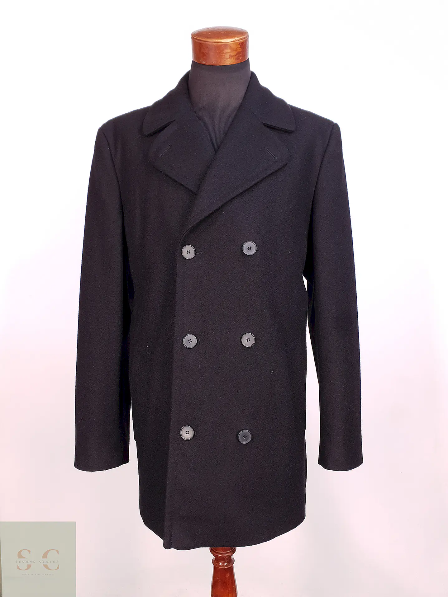 Abrigo Cruzado Negro Esprit Lana Talla XL 1