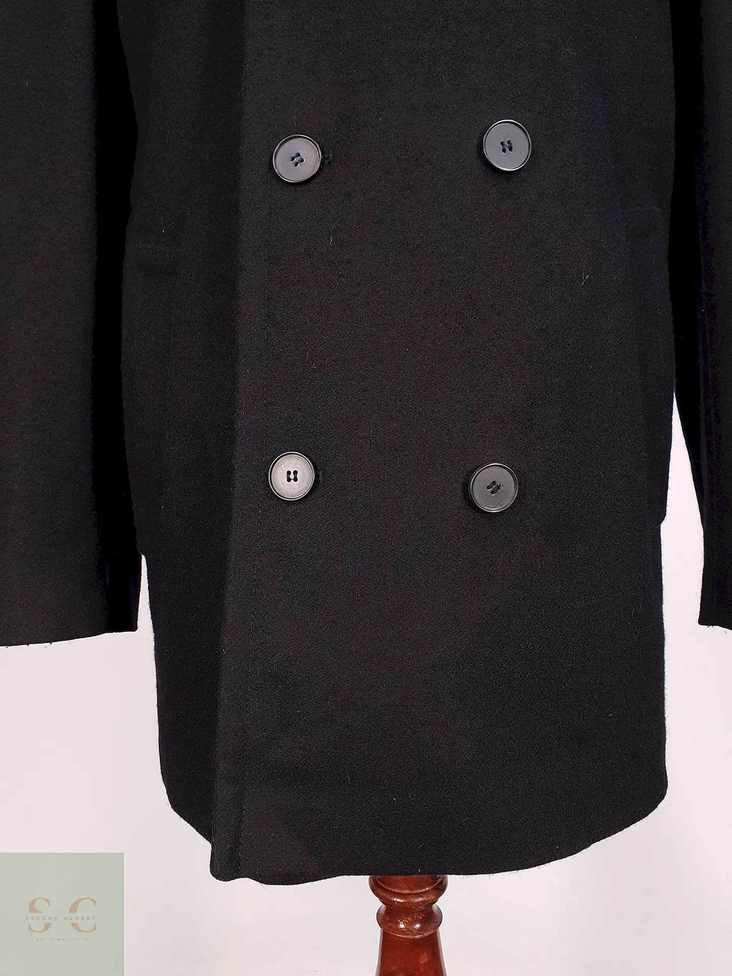 Abrigo Cruzado Negro Esprit Lana Talla XL 3