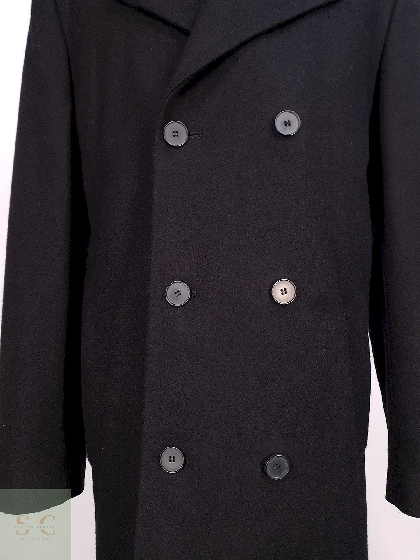 Abrigo Cruzado Negro Esprit Lana Talla XL 4