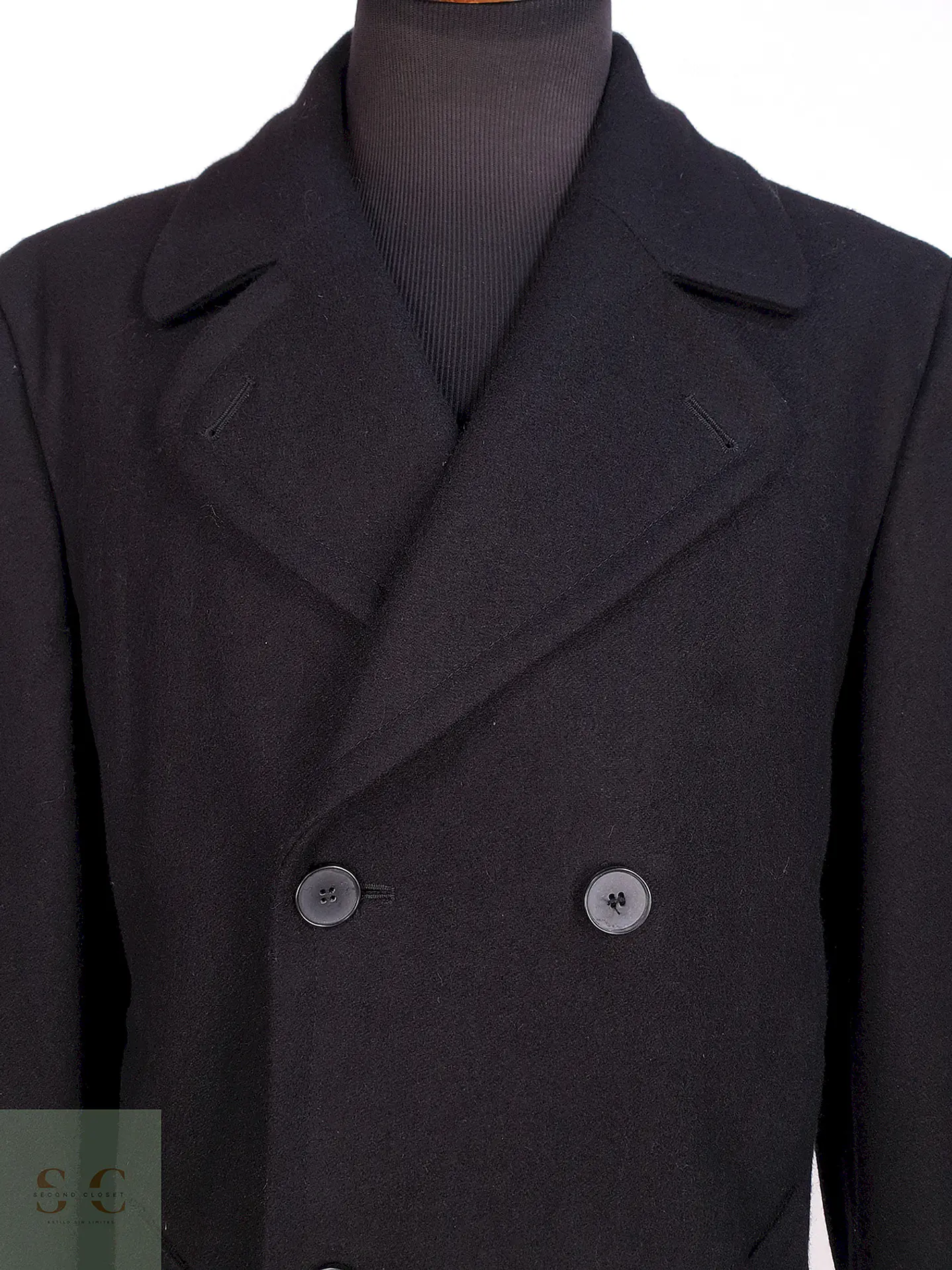 Abrigo Cruzado Negro Esprit Lana Talla XL 5