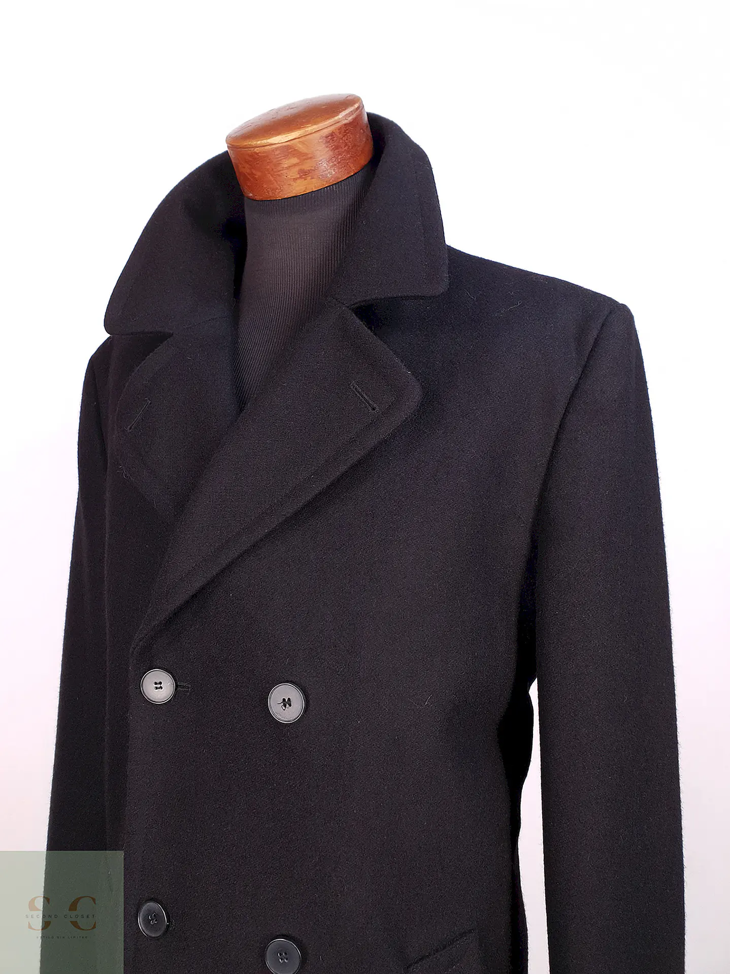 Abrigo Cruzado Negro Esprit Lana Talla XL 8