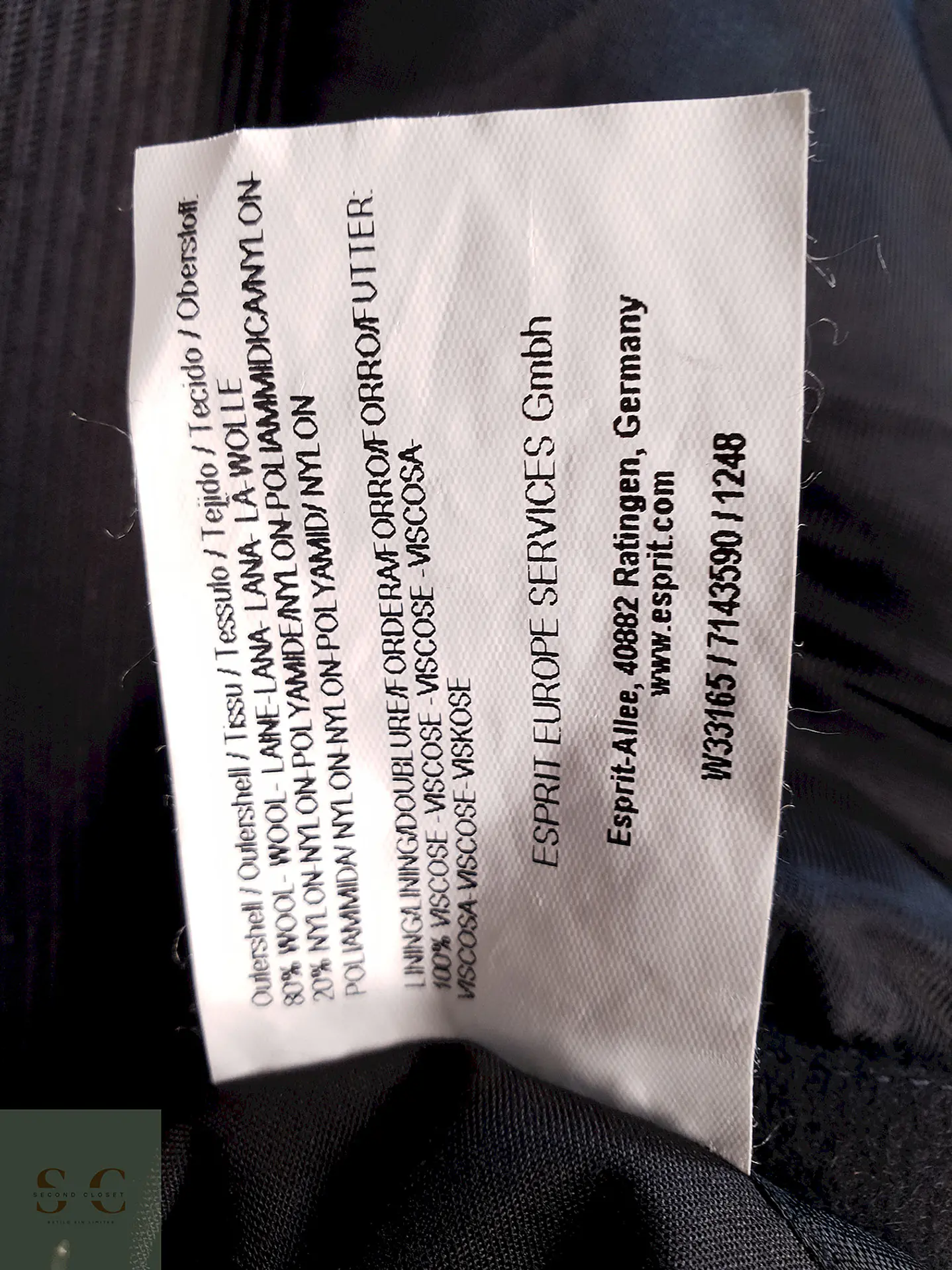Abrigo Cruzado Negro Esprit Lana Talla XL 9