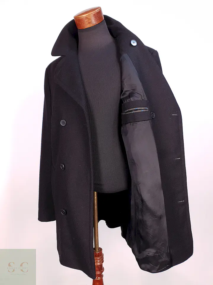 Abrigo Cruzado Negro Esprit Lana Talla XL 11