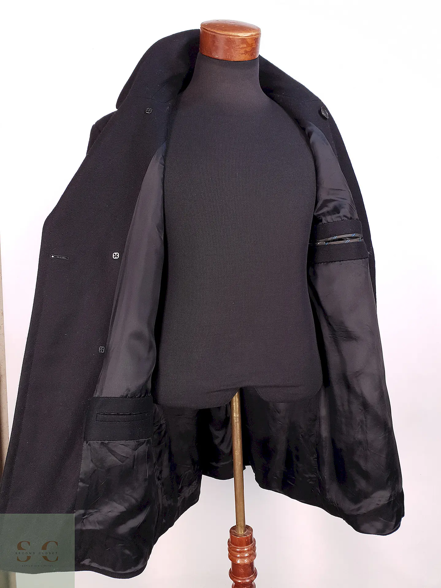 Abrigo Cruzado Negro Esprit Lana Talla XL 12