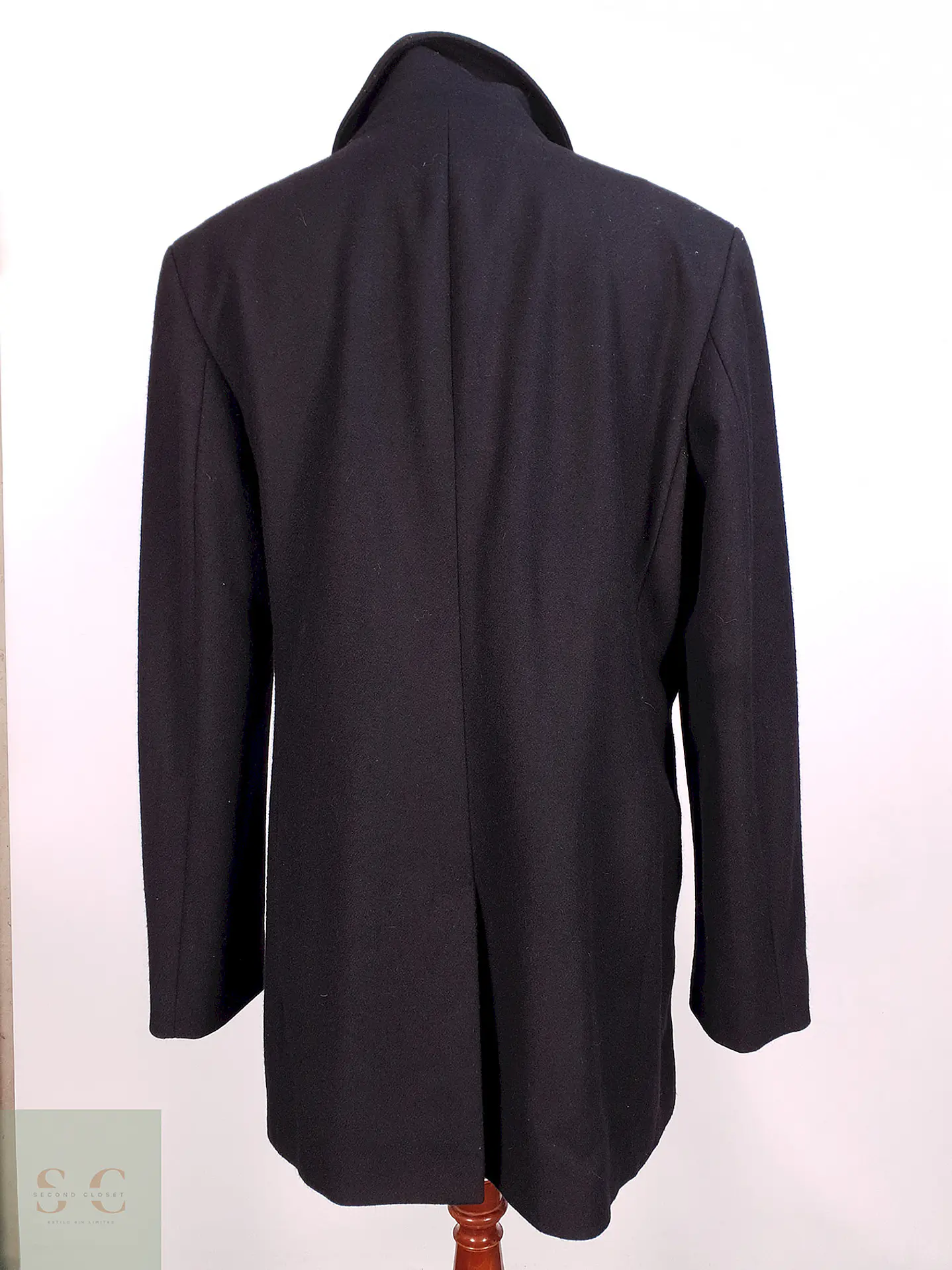 Abrigo Cruzado Negro Esprit Lana Talla XL 13