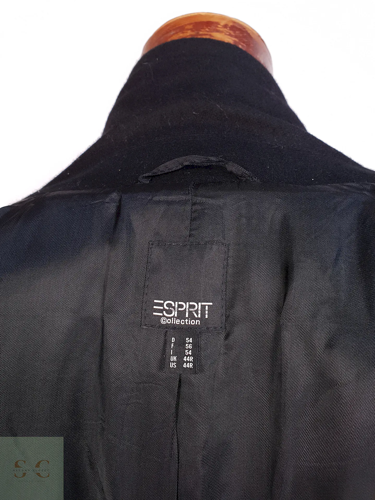 Abrigo Cruzado Negro Esprit Lana Talla XL 14