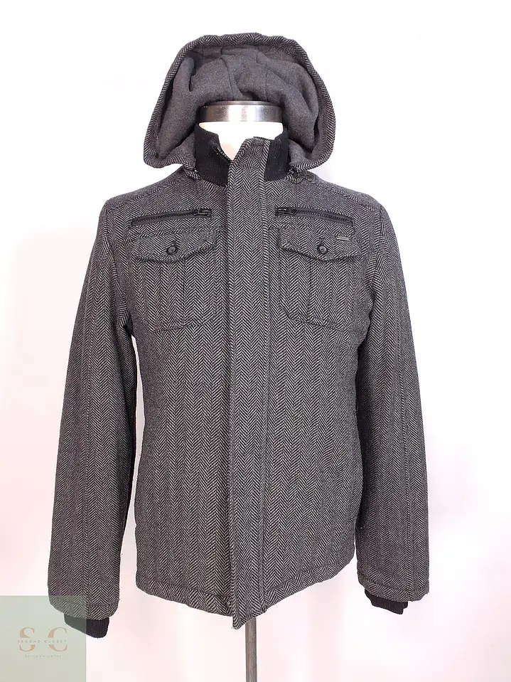 Chaqueta Guess Plomo Lana con Gorro Talla SM 1