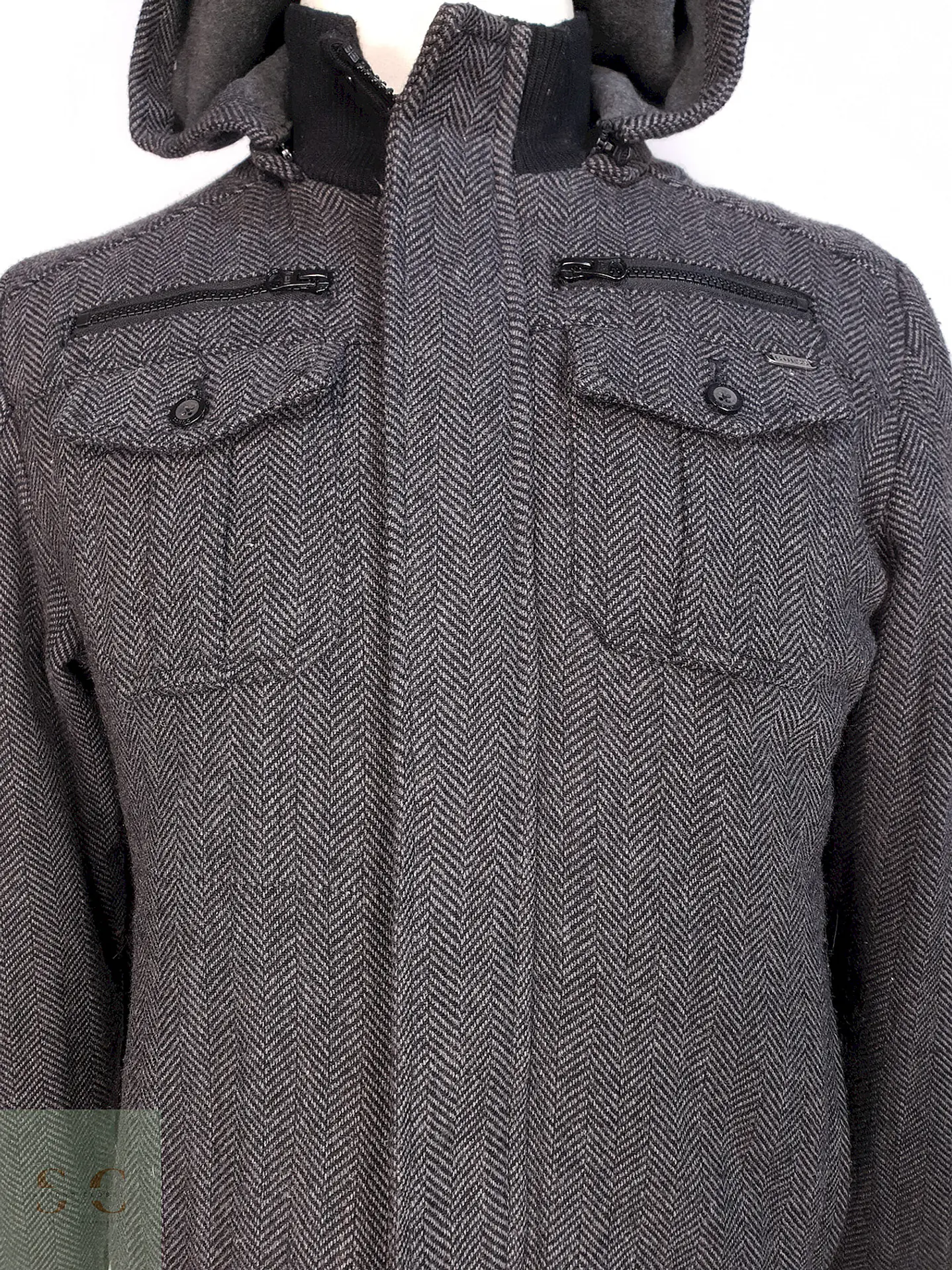 Chaqueta Guess Plomo Lana con Gorro Talla SM 3